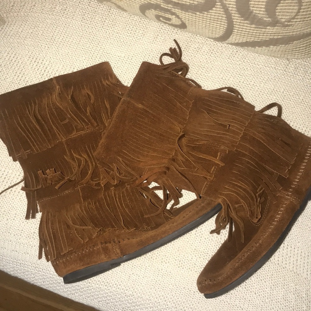 Minnetonka 3 Layer Fringe Boots - image 1
